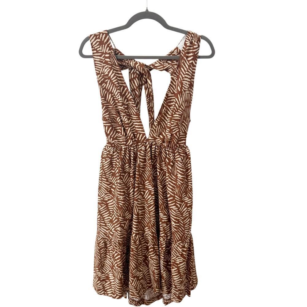 House of Harlow 1960 Brown and Cream Printed Mini Dress
